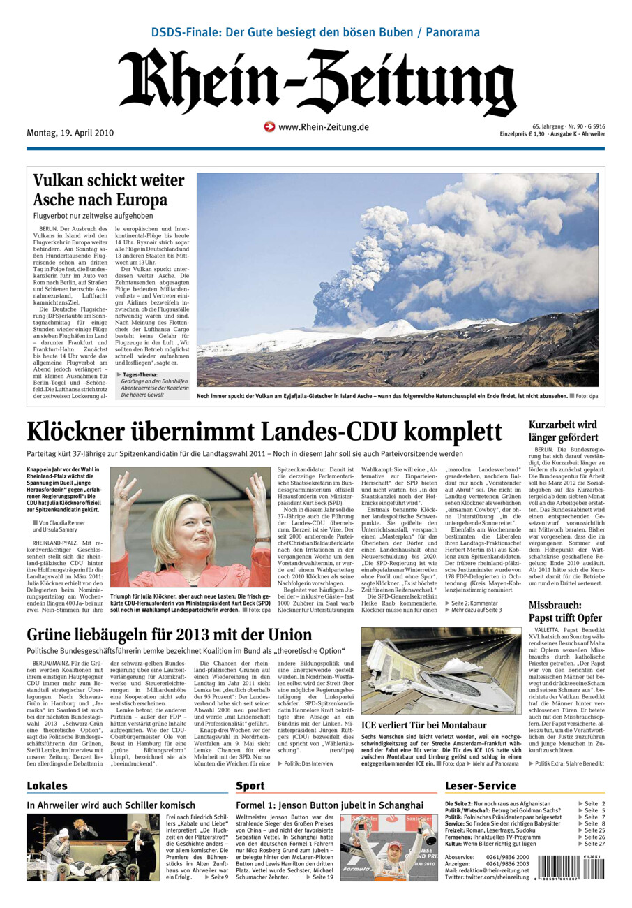 Rhein-Zeitung Kreis Ahrweiler vom Montag, 19.04.2010