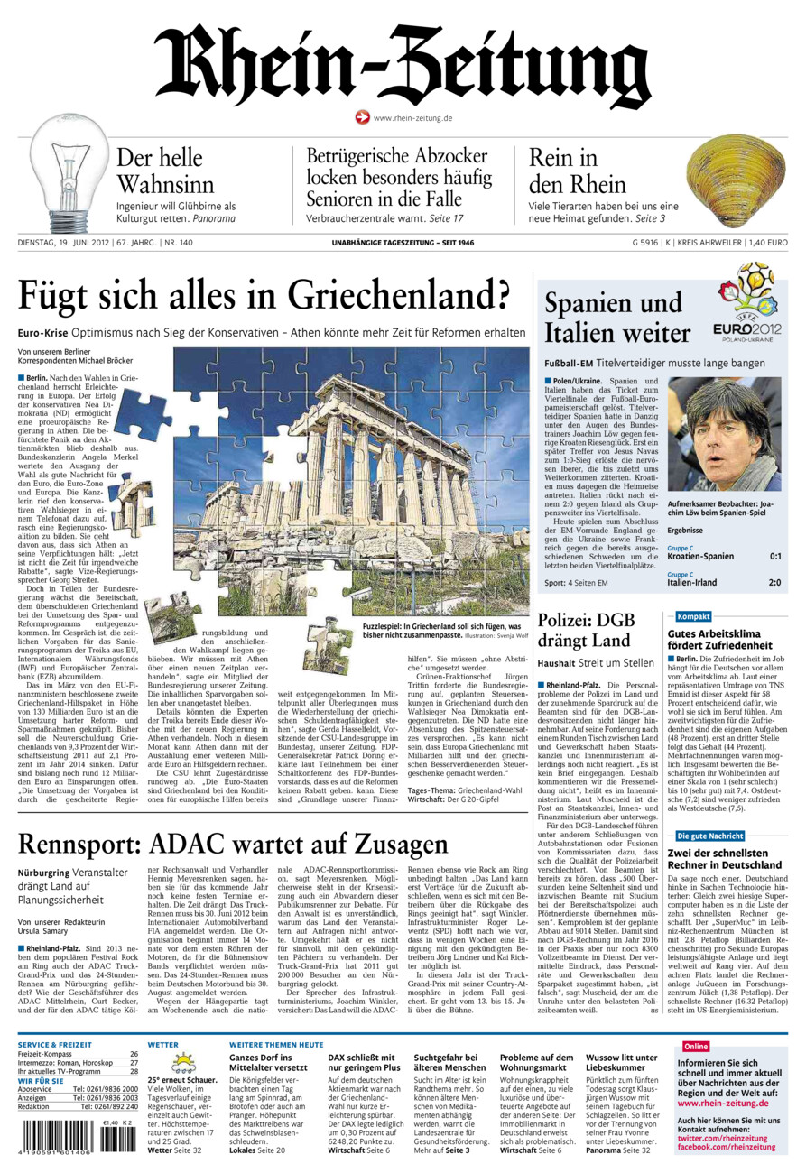Rhein-Zeitung Kreis Ahrweiler vom Dienstag, 19.06.2012