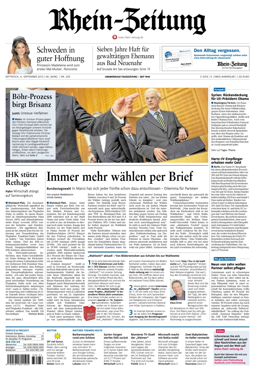 Rhein-Zeitung Kreis Ahrweiler vom Mittwoch, 04.09.2013