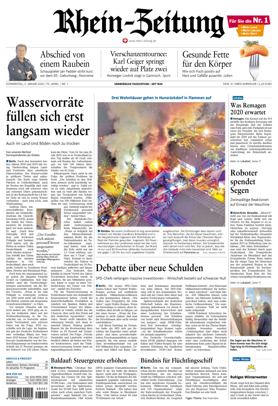 Rhein-Zeitung Kreis Ahrweiler vom Donnerstag, 02.01.2020
