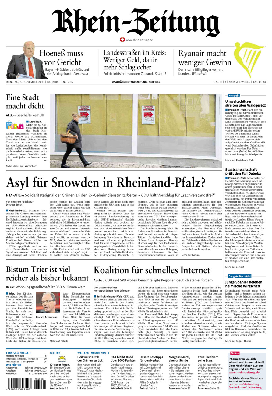 Rhein-Zeitung Kreis Ahrweiler vom Dienstag, 05.11.2013
