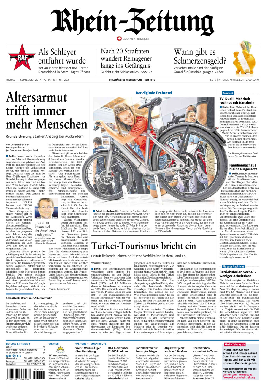 Rhein-Zeitung Kreis Ahrweiler vom Freitag, 01.09.2017