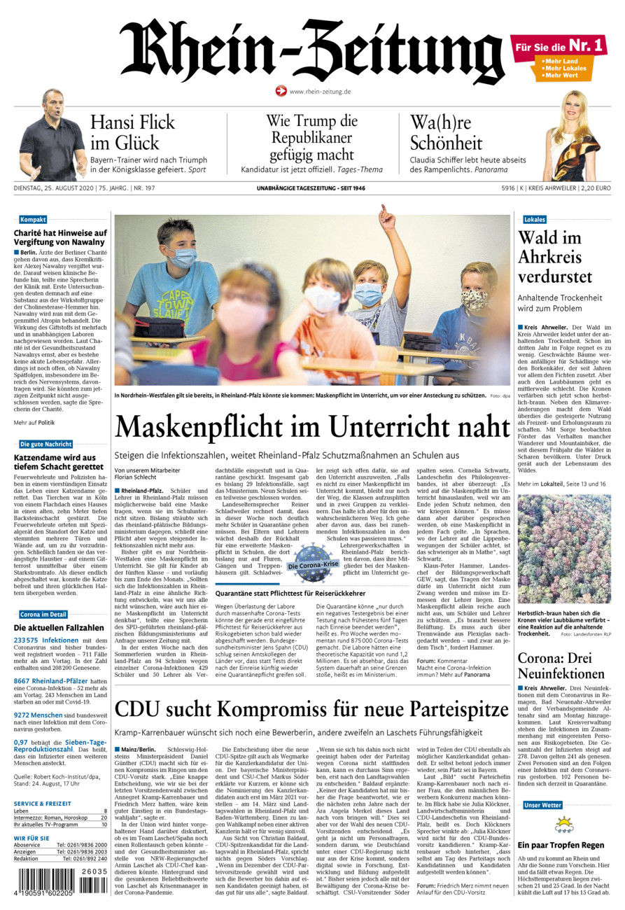 Rhein-Zeitung Kreis Ahrweiler vom Dienstag, 25.08.2020