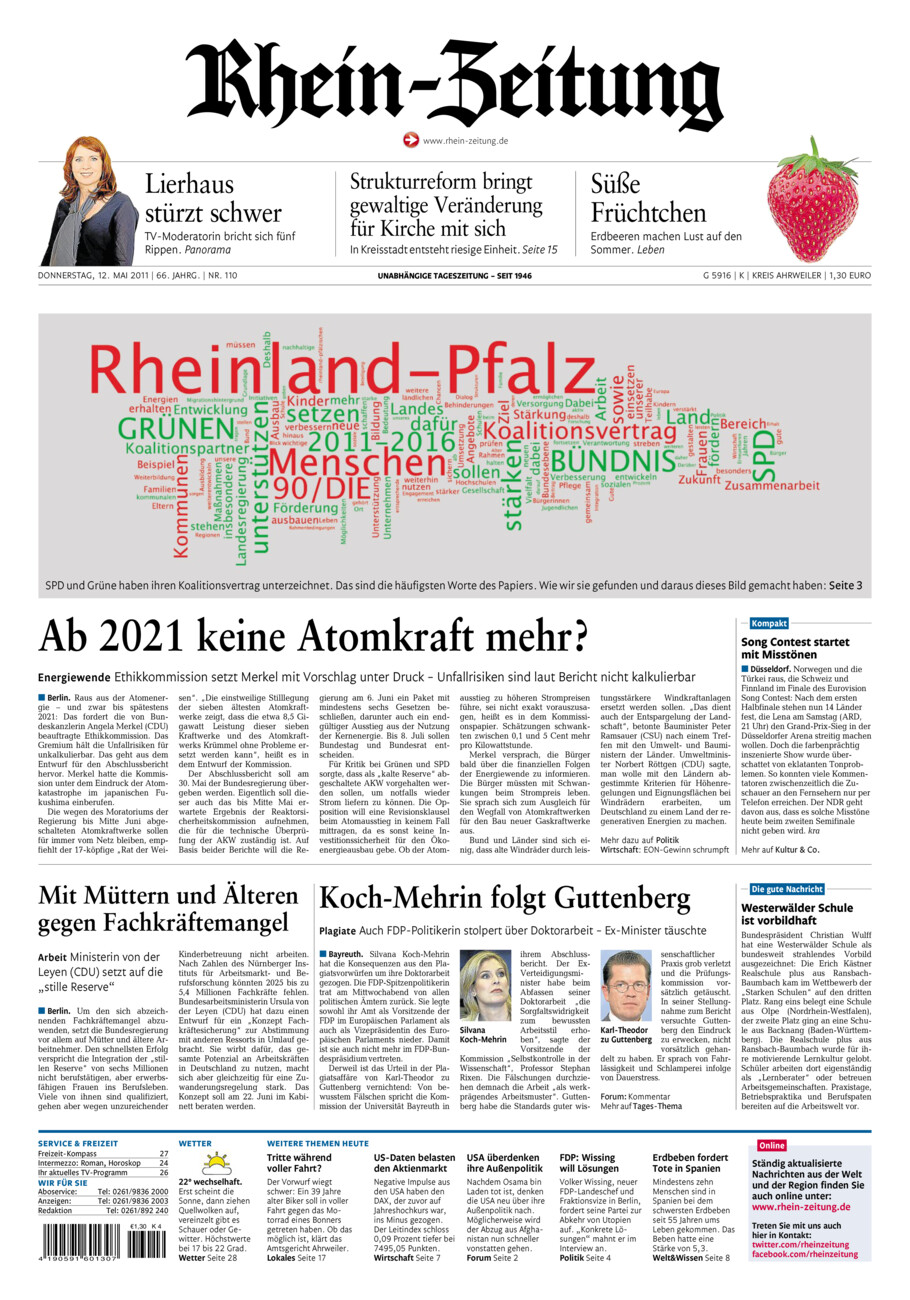 Rhein-Zeitung Kreis Ahrweiler vom Donnerstag, 12.05.2011