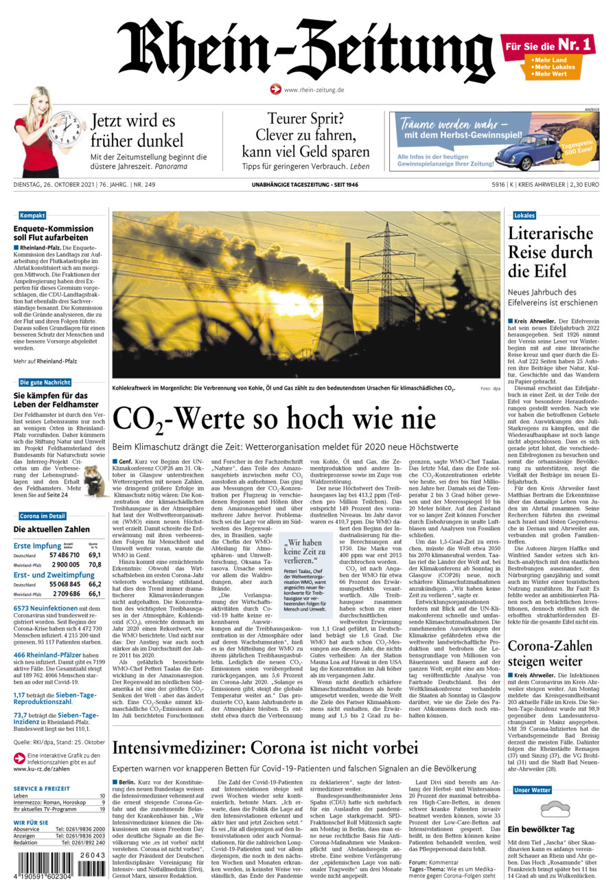 Rhein-Zeitung Kreis Ahrweiler vom Dienstag, 26.10.2021