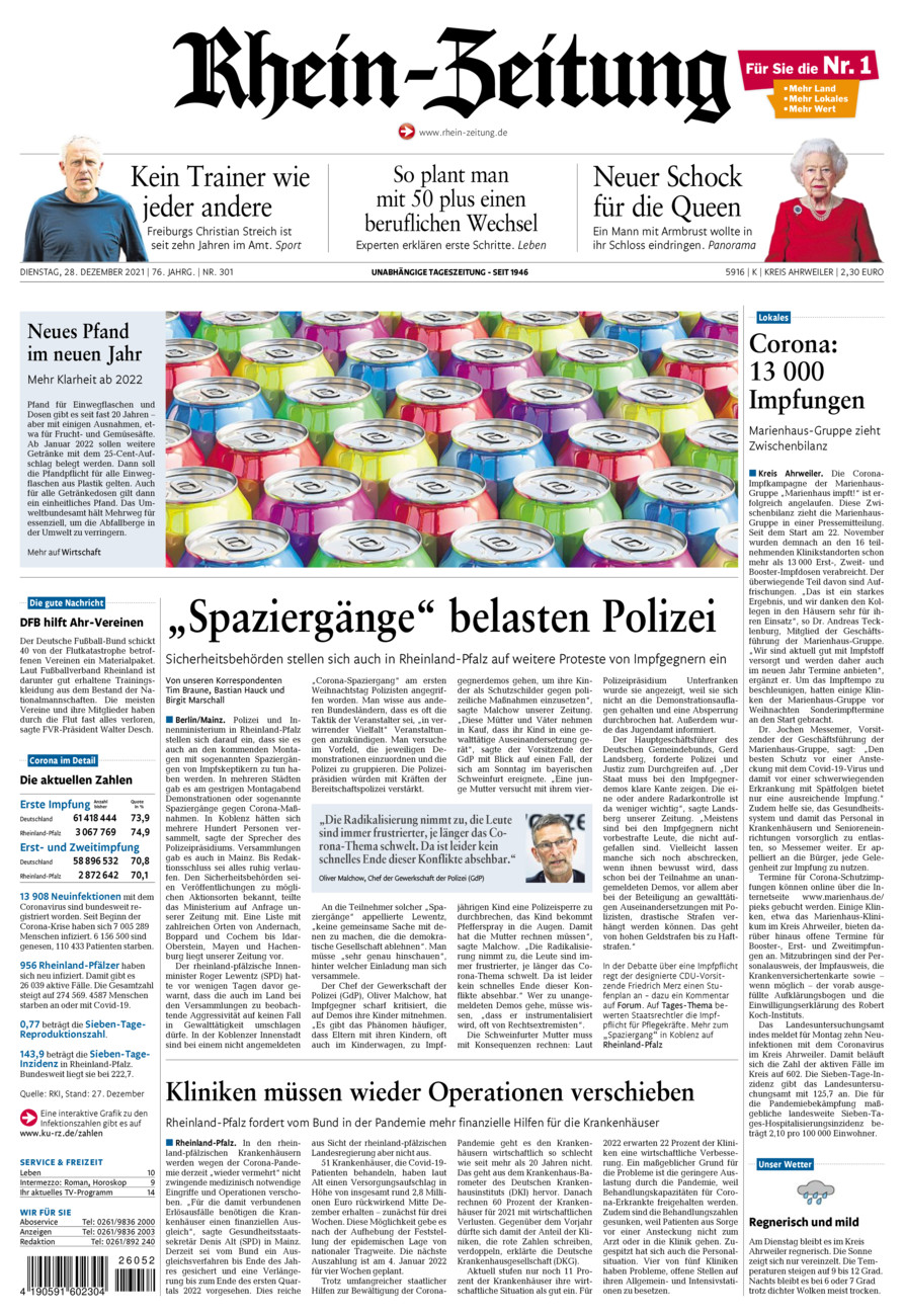Rhein-Zeitung Kreis Ahrweiler vom Dienstag, 28.12.2021