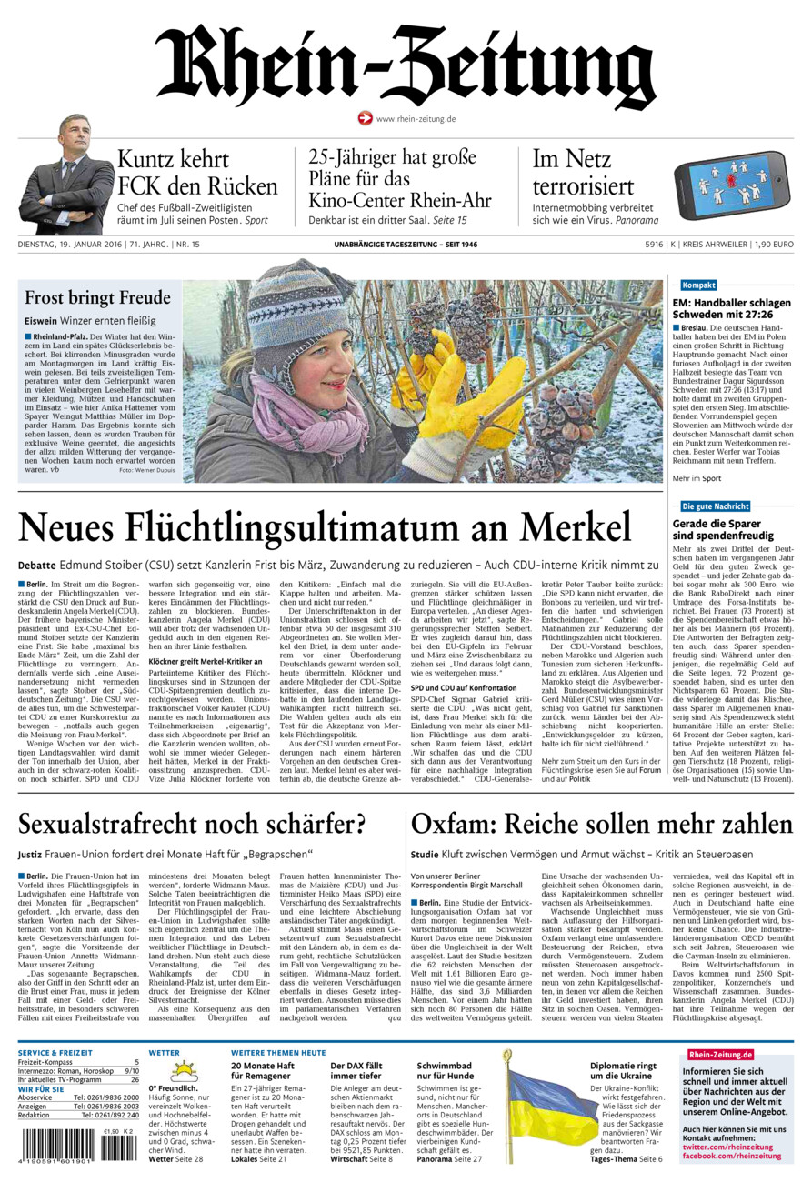 Rhein-Zeitung Kreis Ahrweiler vom Dienstag, 19.01.2016
