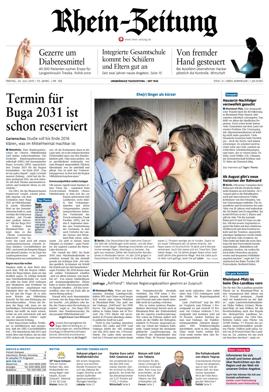 Rhein-Zeitung Kreis Ahrweiler vom Freitag, 24.07.2015