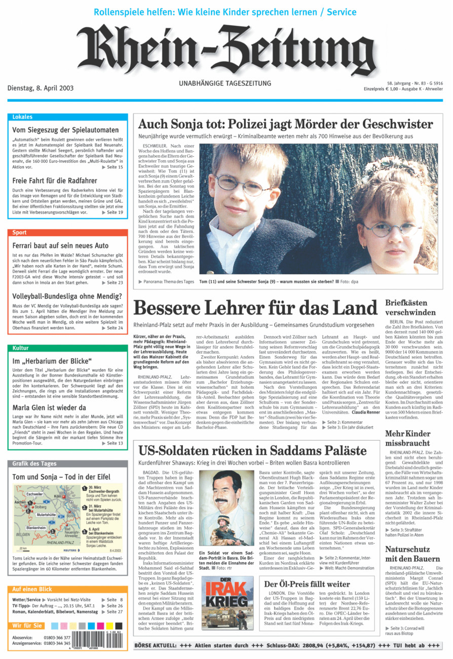 Rhein-Zeitung Kreis Ahrweiler vom Dienstag, 08.04.2003