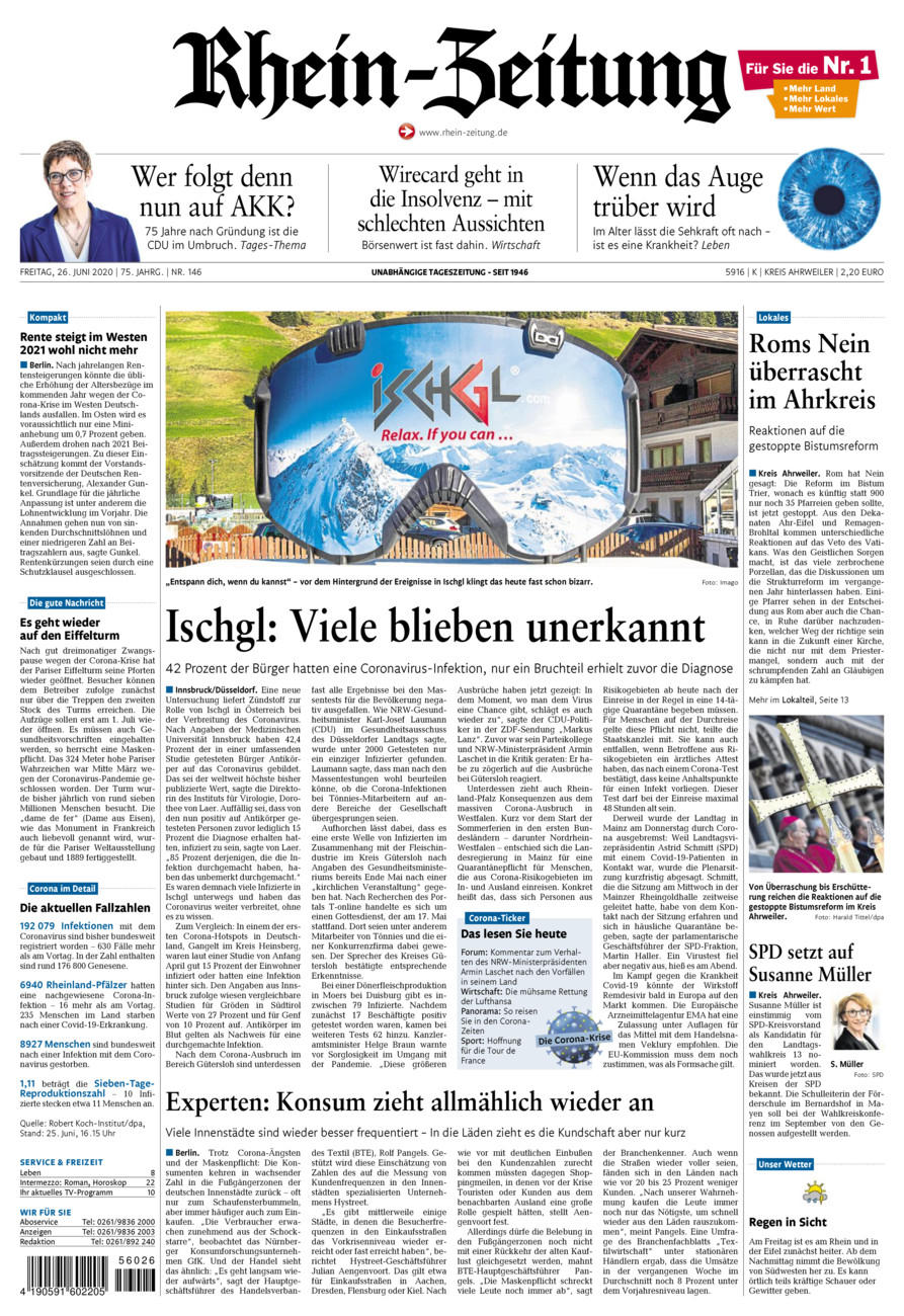 Rhein-Zeitung Kreis Ahrweiler vom Freitag, 26.06.2020
