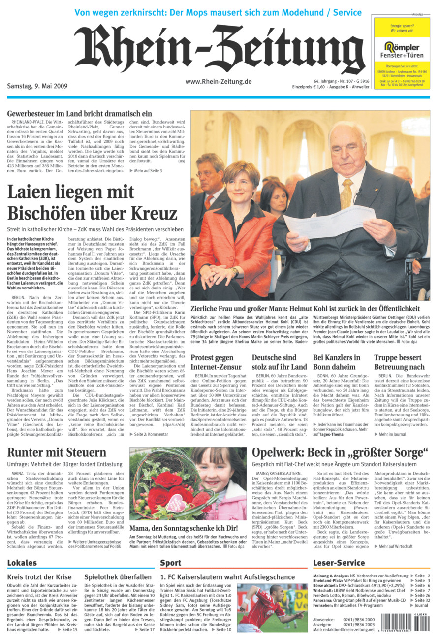 Rhein-Zeitung Kreis Ahrweiler vom Samstag, 09.05.2009