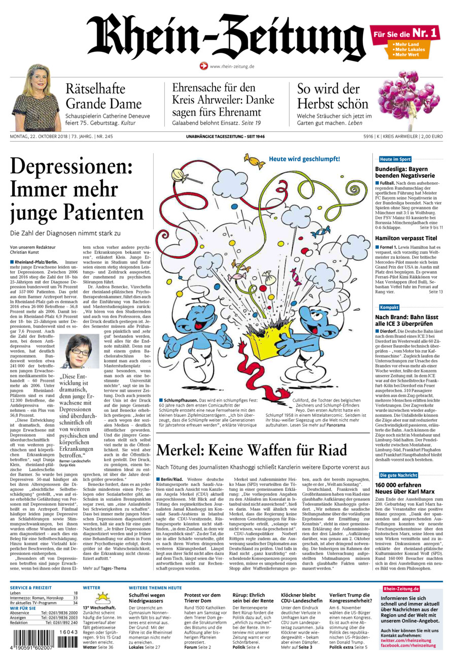 Rhein-Zeitung Kreis Ahrweiler vom Montag, 22.10.2018