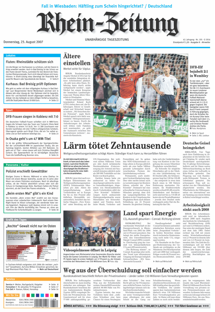 Rhein-Zeitung Kreis Ahrweiler vom Donnerstag, 23.08.2007