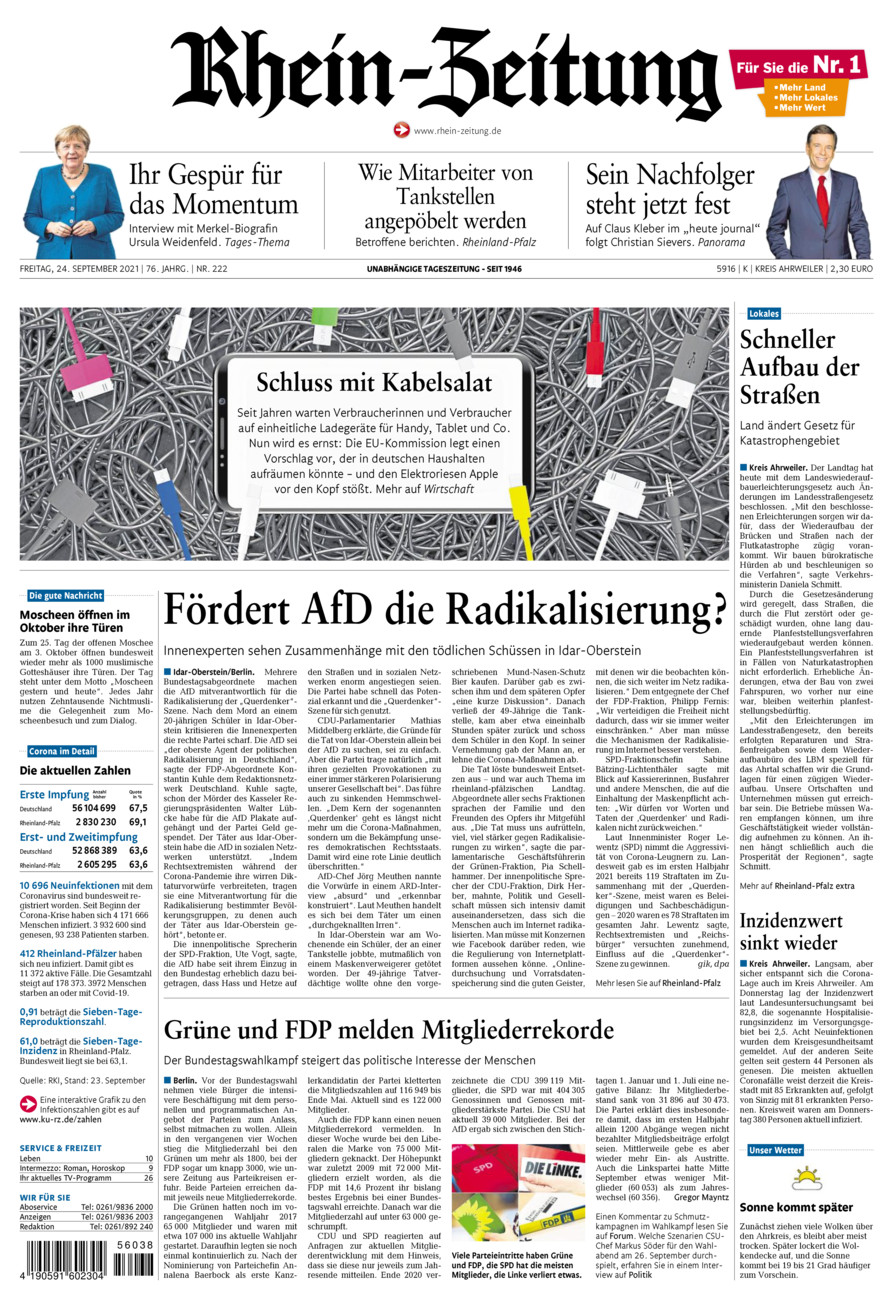Rhein-Zeitung Kreis Ahrweiler vom Freitag, 24.09.2021