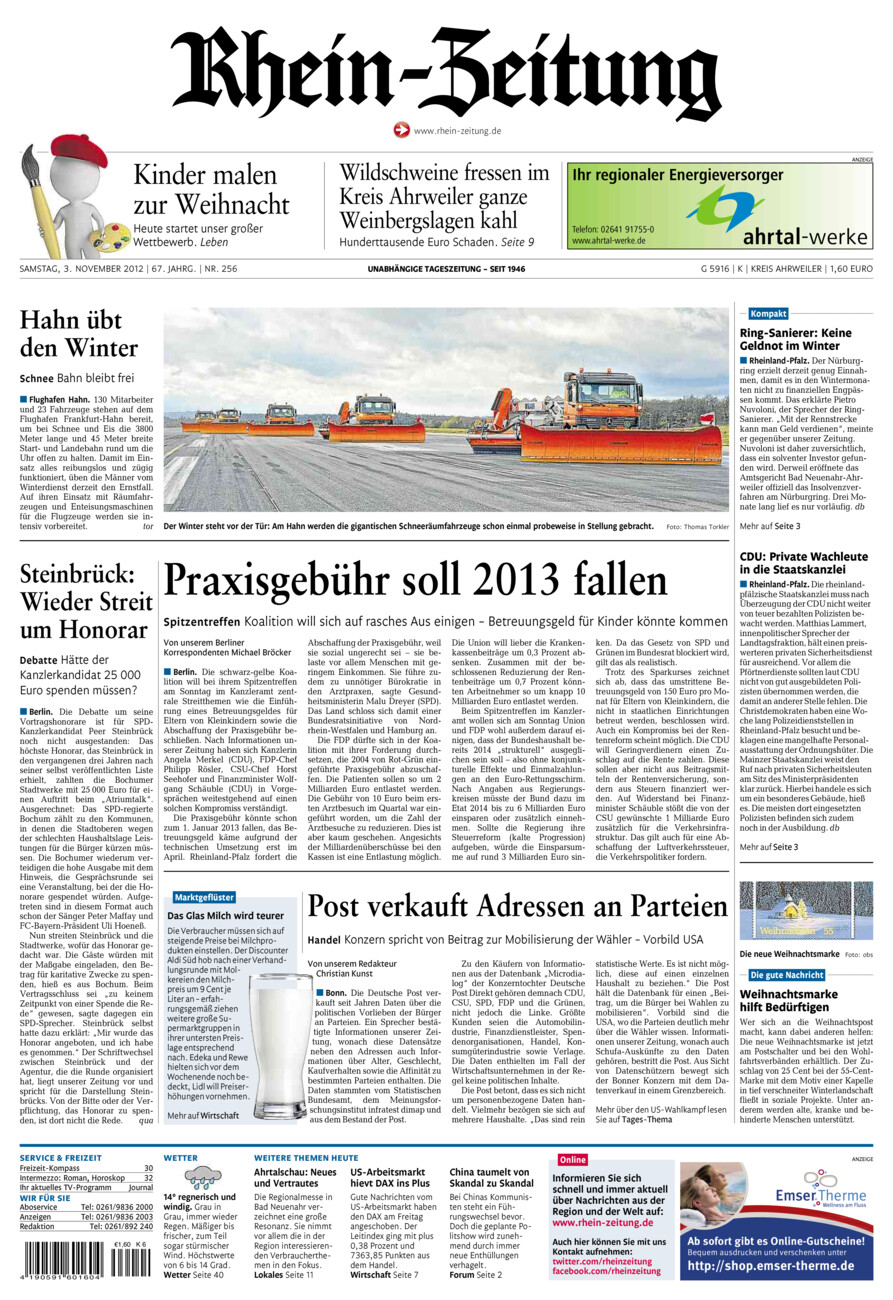 Rhein-Zeitung Kreis Ahrweiler vom Samstag, 03.11.2012