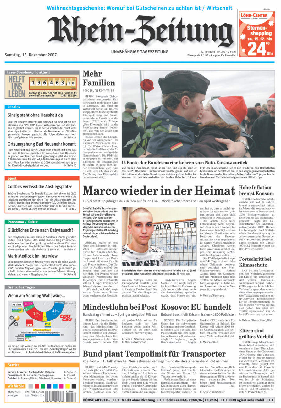 Rhein-Zeitung Kreis Ahrweiler vom Samstag, 15.12.2007