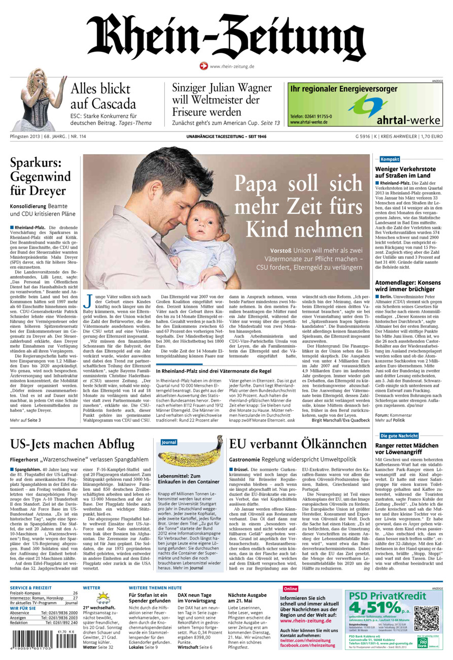 Rhein-Zeitung Kreis Ahrweiler vom Samstag, 18.05.2013