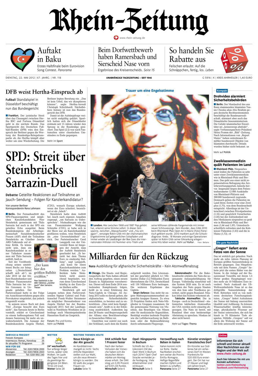 Rhein-Zeitung Kreis Ahrweiler vom Dienstag, 22.05.2012