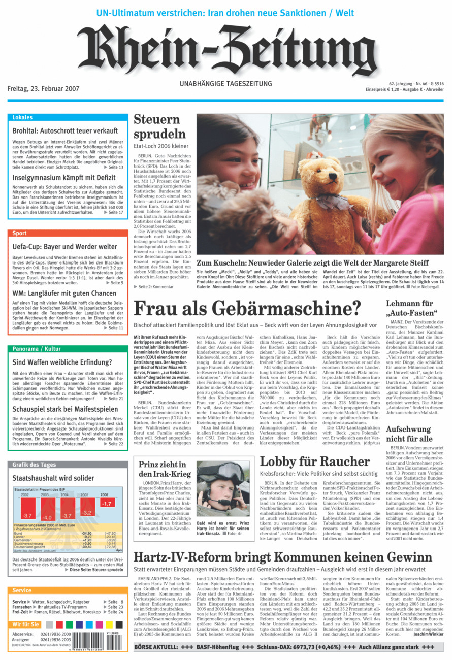 Rhein-Zeitung Kreis Ahrweiler vom Freitag, 23.02.2007