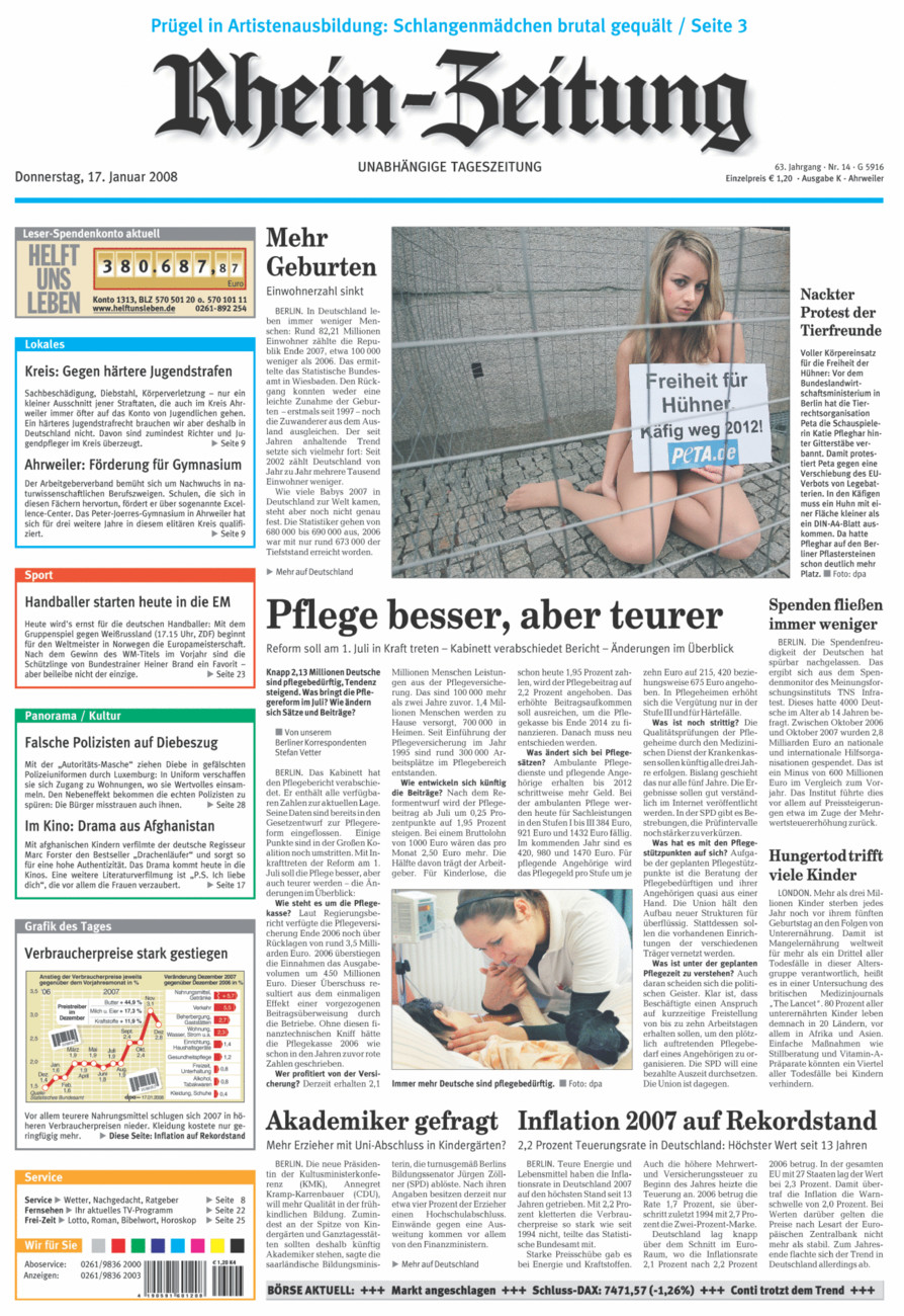 Rhein-Zeitung Kreis Ahrweiler vom Donnerstag, 17.01.2008