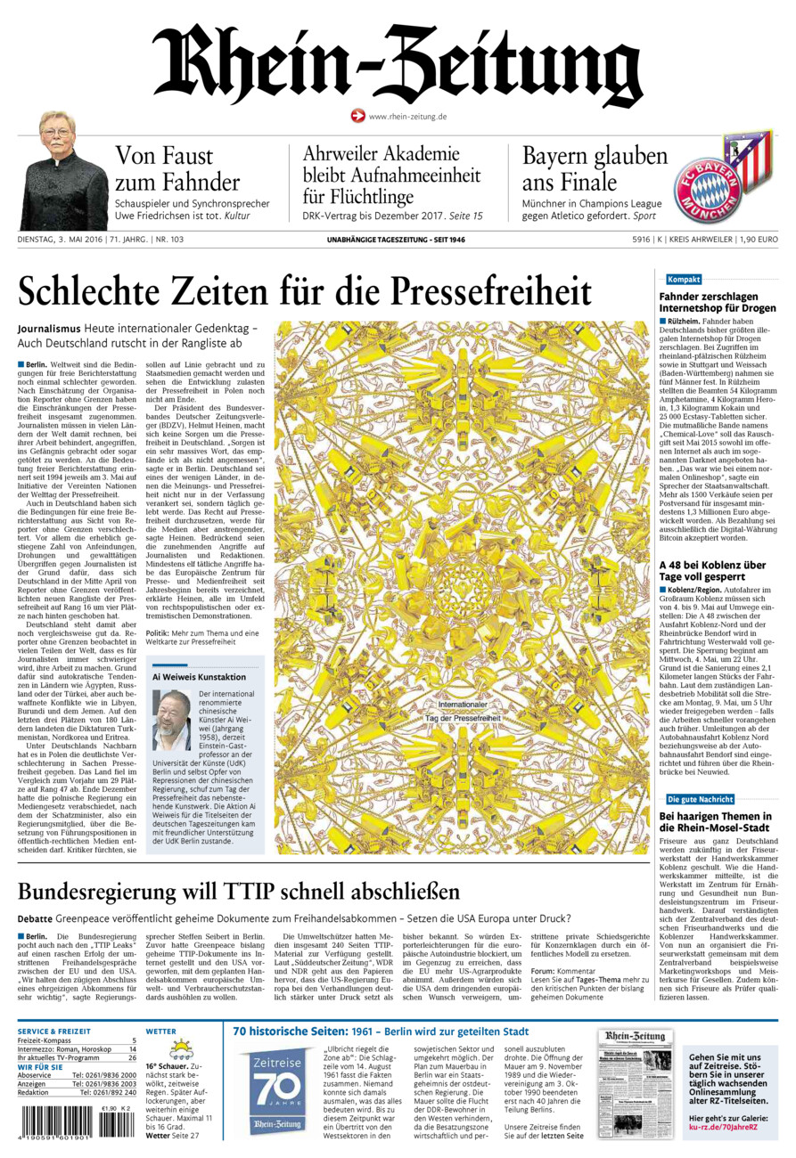 Rhein-Zeitung Kreis Ahrweiler vom Dienstag, 03.05.2016