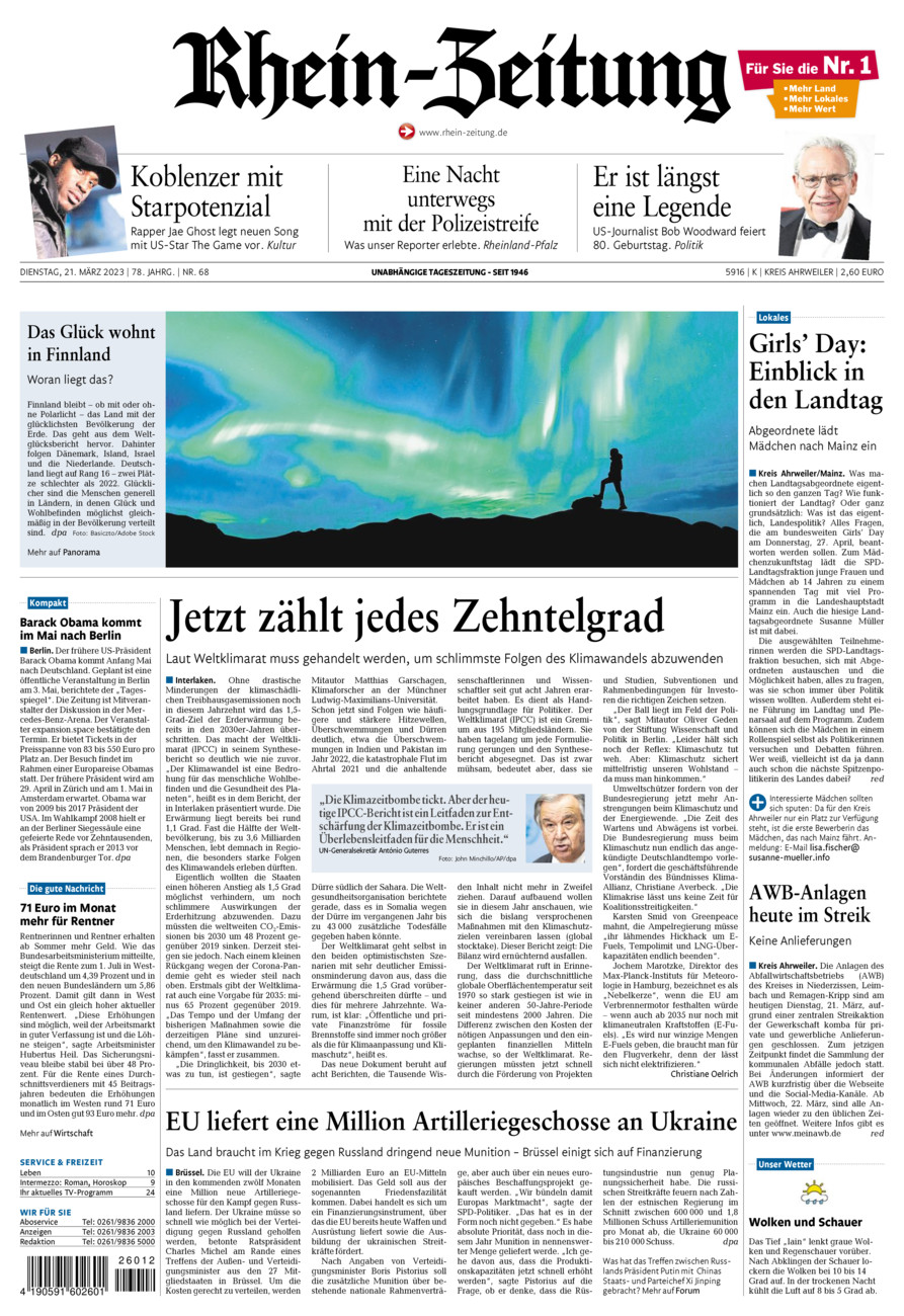 Rhein-Zeitung Kreis Ahrweiler vom Dienstag, 21.03.2023