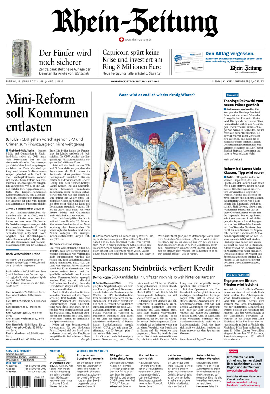 Rhein-Zeitung Kreis Ahrweiler vom Freitag, 11.01.2013