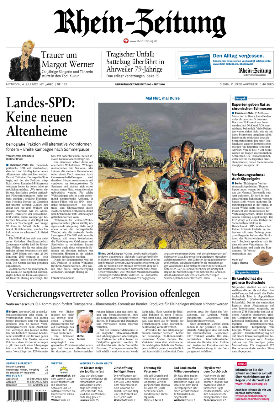 Rhein-Zeitung Kreis Ahrweiler vom Mittwoch, 04.07.2012