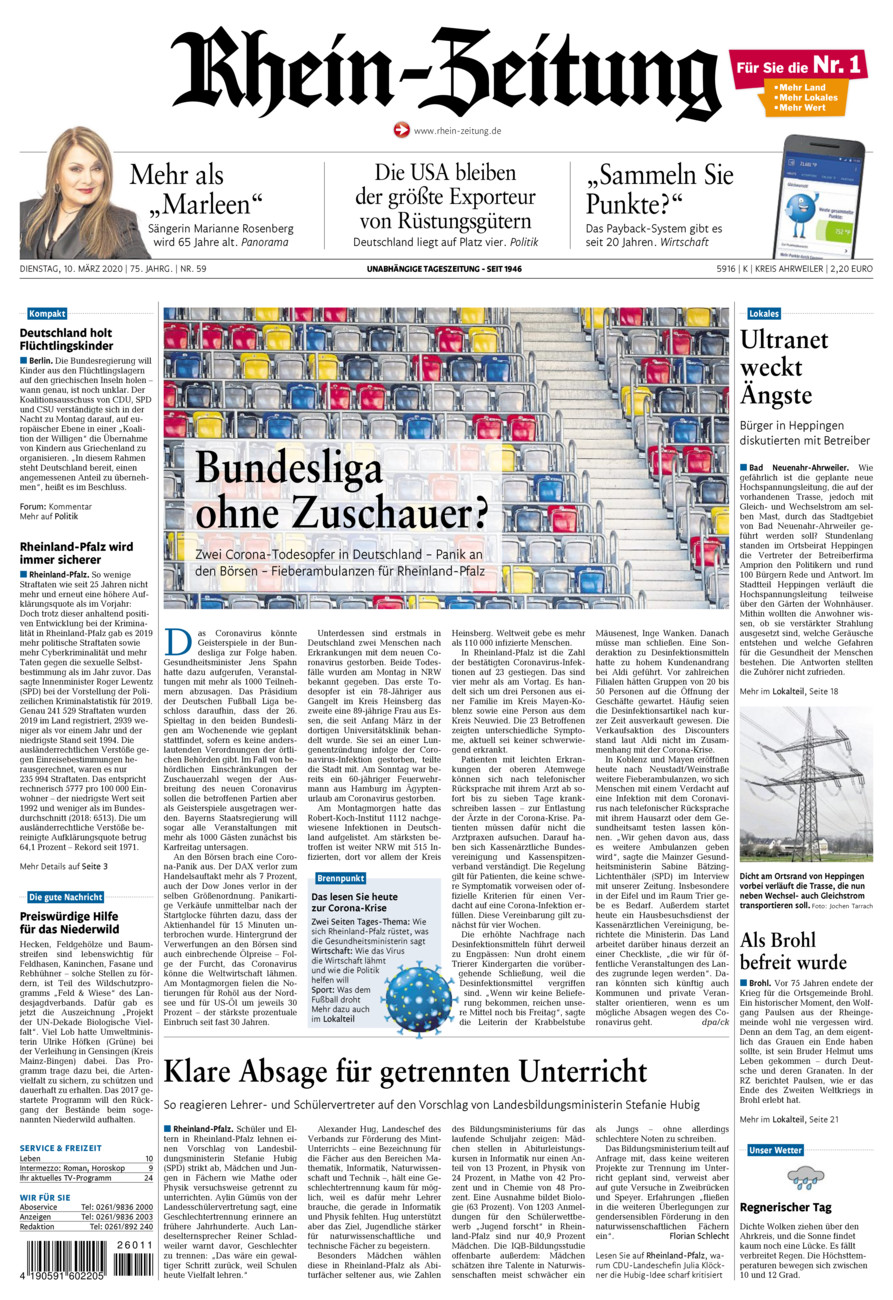 Rhein-Zeitung Kreis Ahrweiler vom Dienstag, 10.03.2020