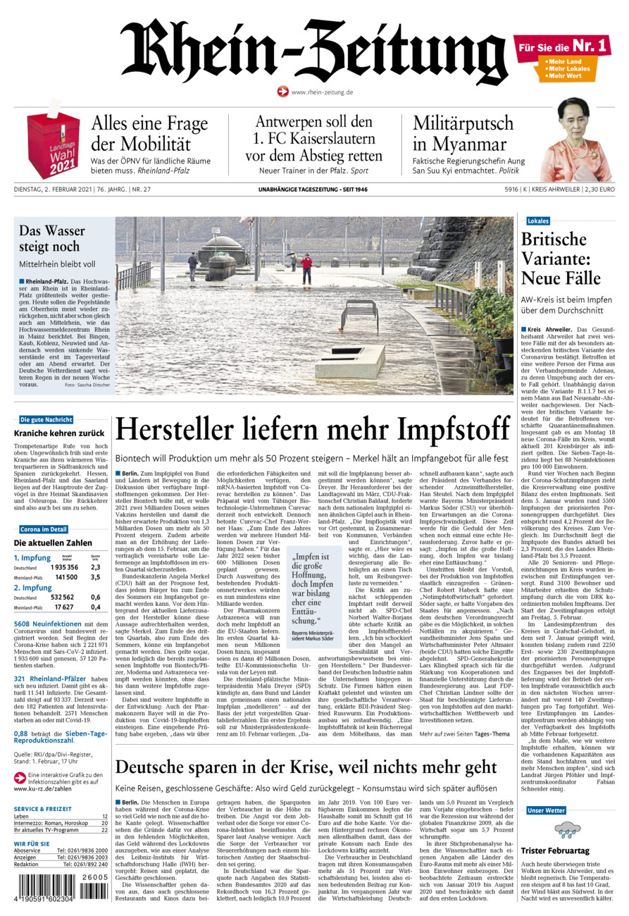 Rhein-Zeitung Kreis Ahrweiler vom Dienstag, 02.02.2021