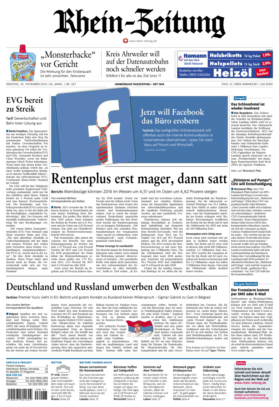 Rhein-Zeitung Kreis Ahrweiler vom Dienstag, 18.11.2014