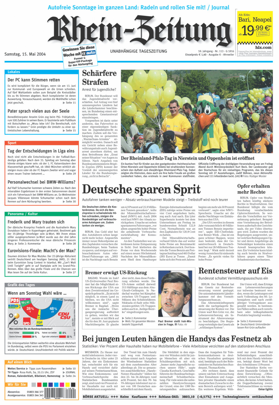 Rhein-Zeitung Kreis Ahrweiler vom Samstag, 15.05.2004