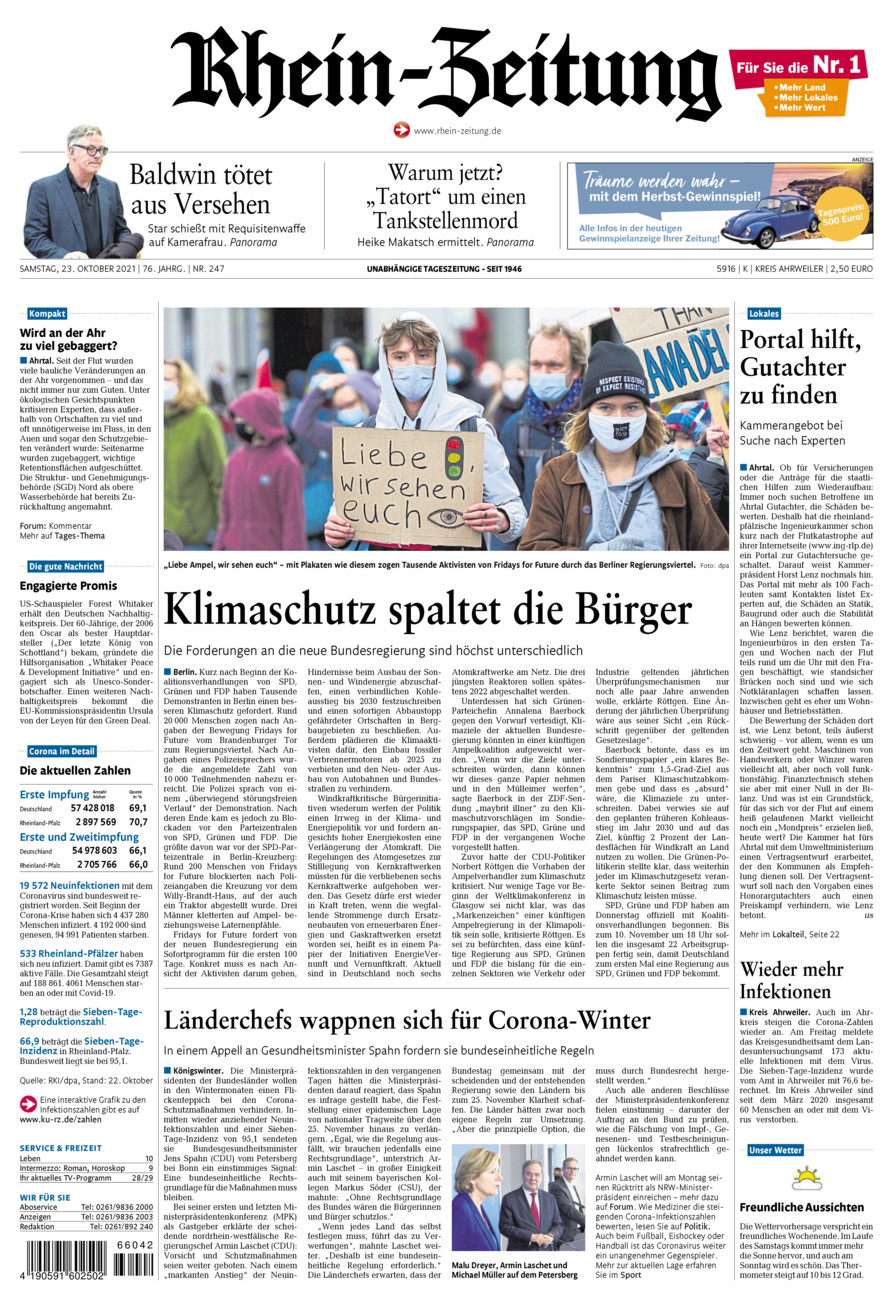 Rhein-Zeitung Kreis Ahrweiler vom Samstag, 23.10.2021