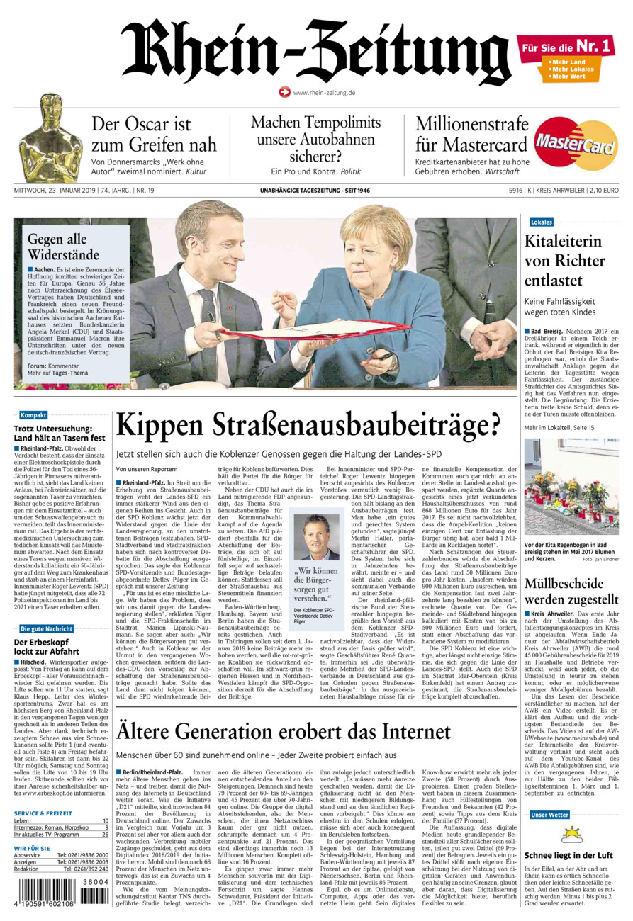 Rhein-Zeitung Kreis Ahrweiler vom Mittwoch, 23.01.2019