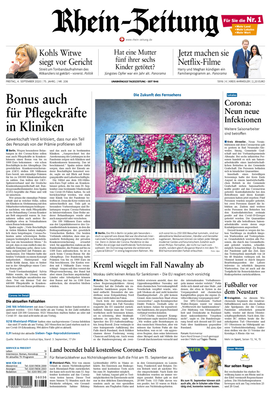 Rhein-Zeitung Kreis Ahrweiler vom Freitag, 04.09.2020