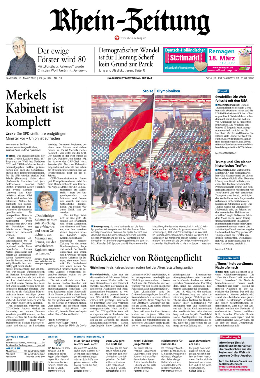 Rhein-Zeitung Kreis Ahrweiler vom Samstag, 10.03.2018