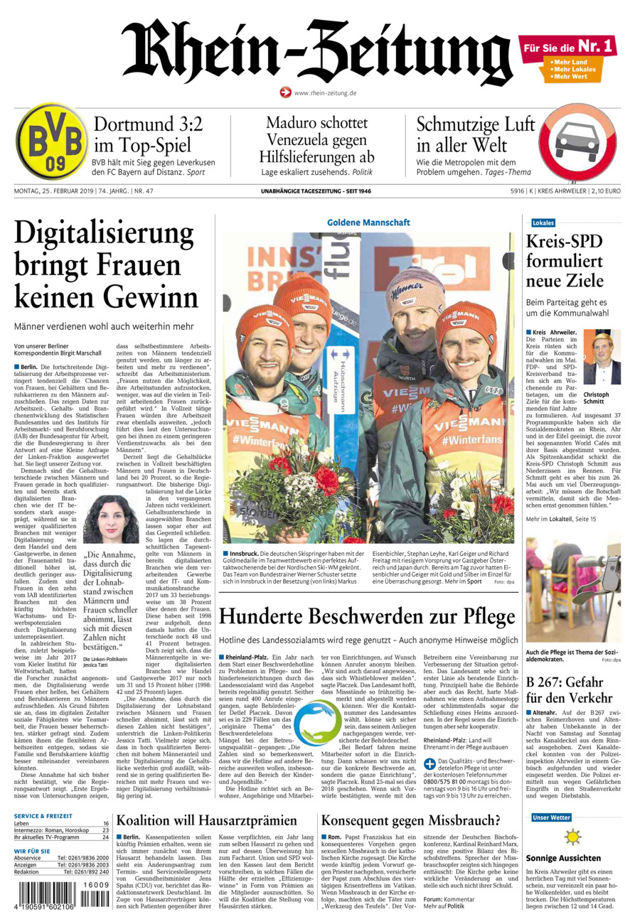 Rhein-Zeitung Kreis Ahrweiler vom Montag, 25.02.2019