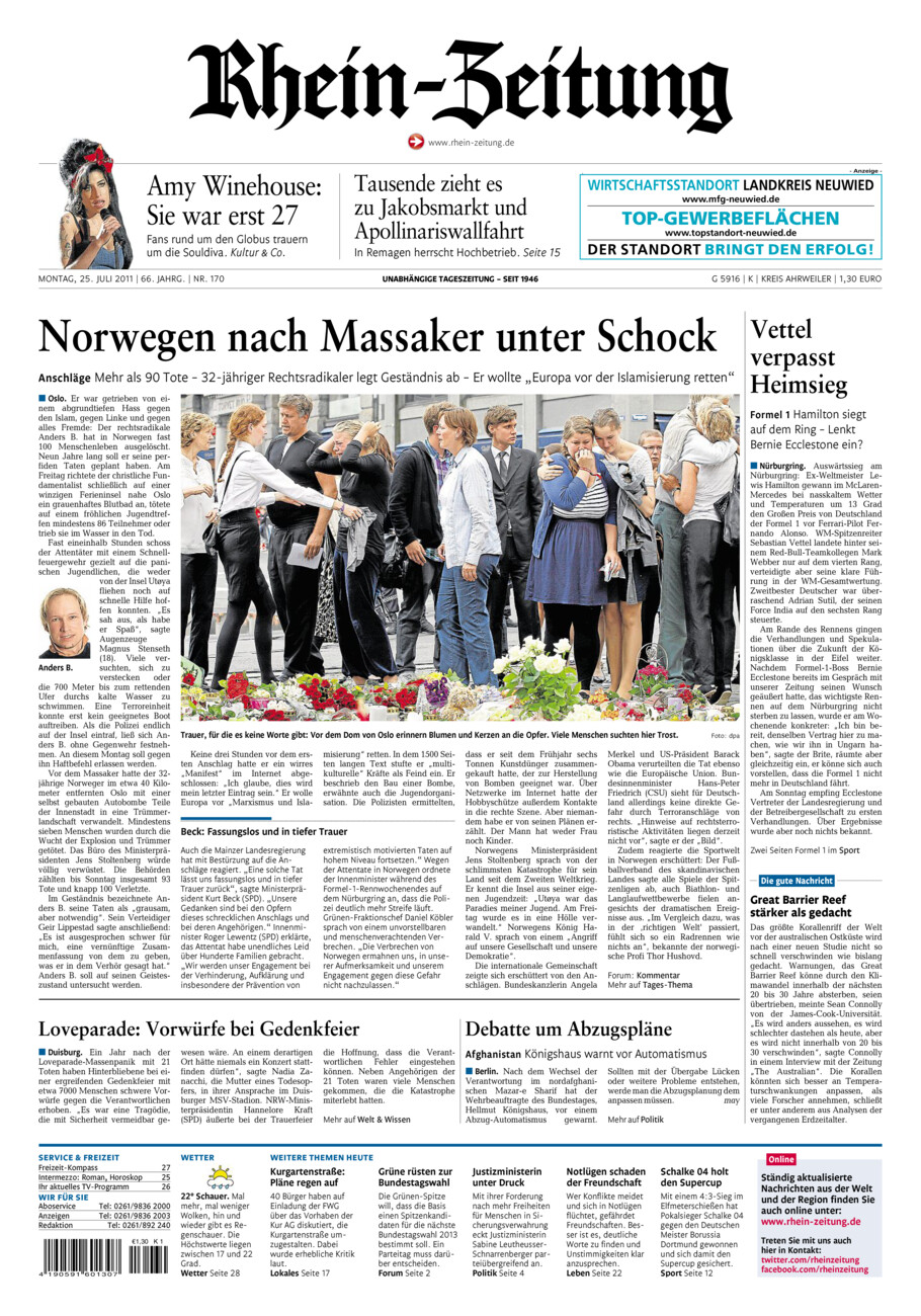 Rhein-Zeitung Kreis Ahrweiler vom Montag, 25.07.2011