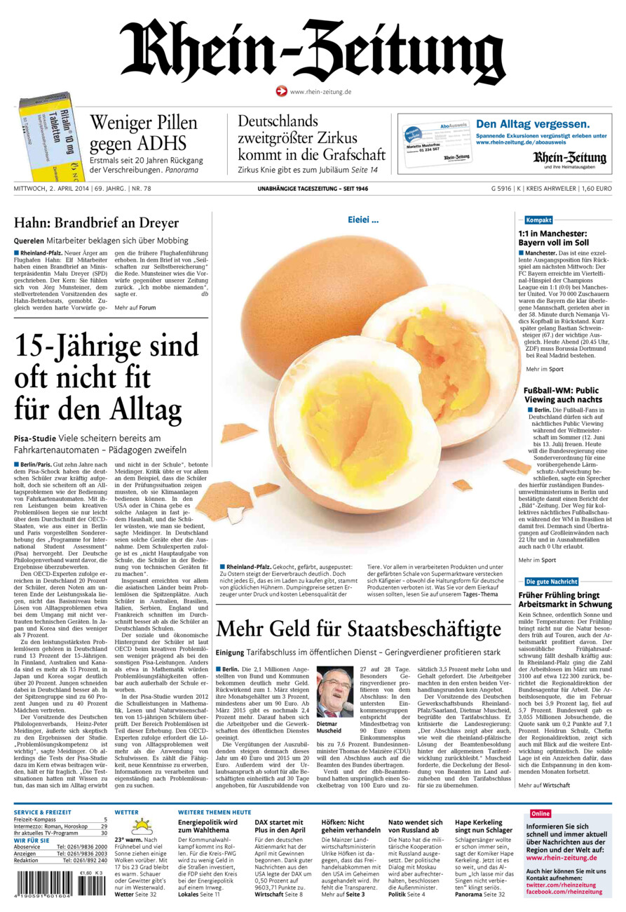 Rhein-Zeitung Kreis Ahrweiler vom Mittwoch, 02.04.2014
