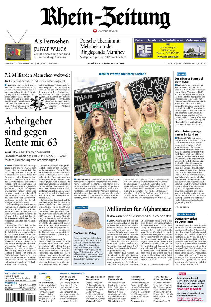 Rhein-Zeitung Kreis Ahrweiler vom Samstag, 28.12.2013