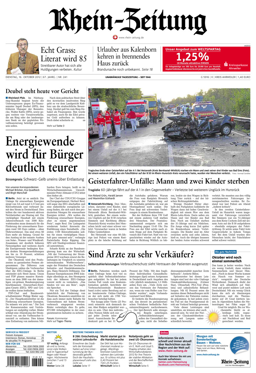 Rhein-Zeitung Kreis Ahrweiler vom Dienstag, 16.10.2012