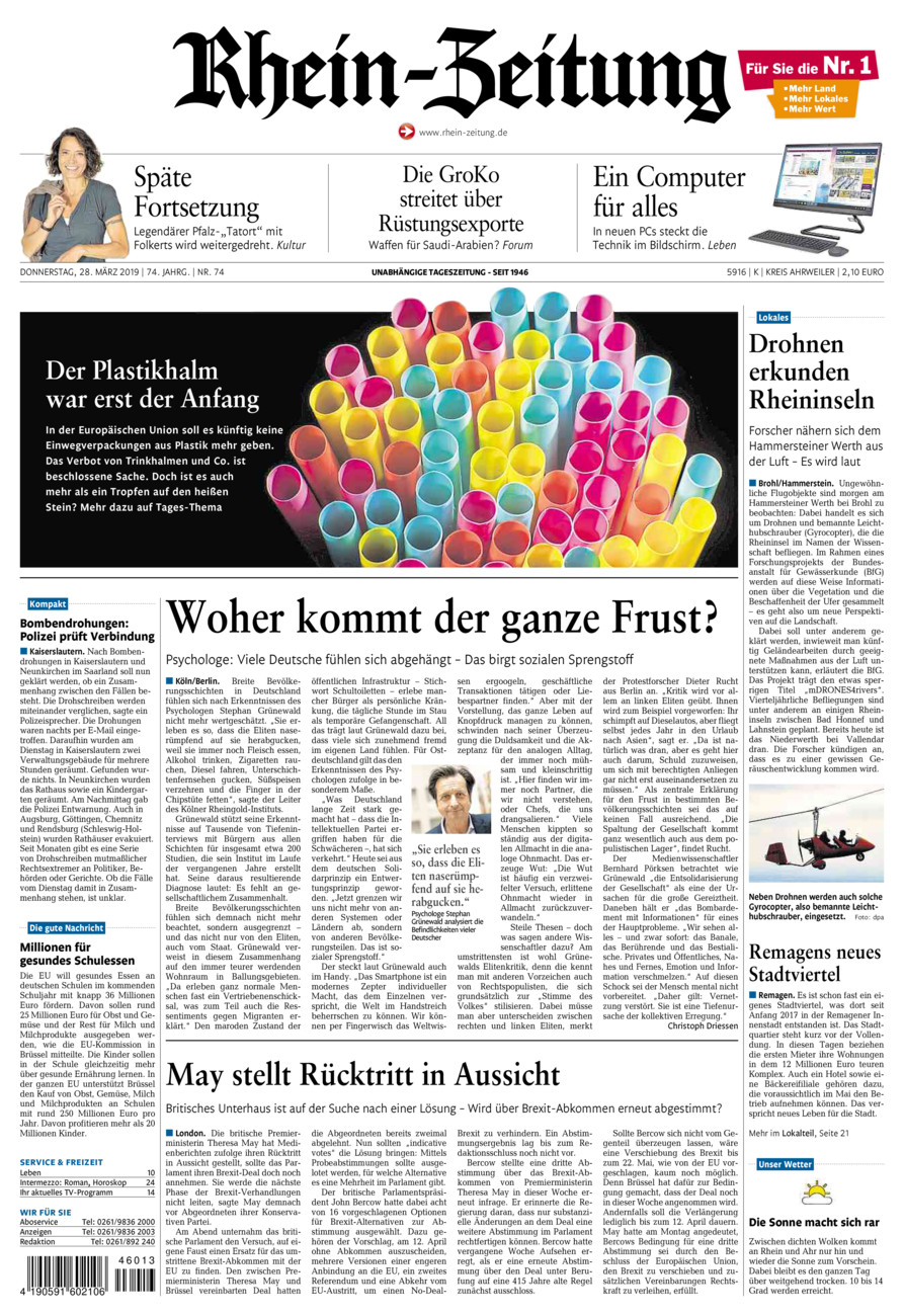 Rhein-Zeitung Kreis Ahrweiler vom Donnerstag, 28.03.2019