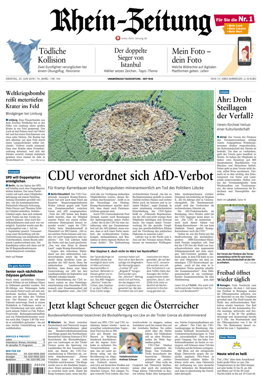 Rhein-Zeitung Kreis Ahrweiler vom Dienstag, 25.06.2019