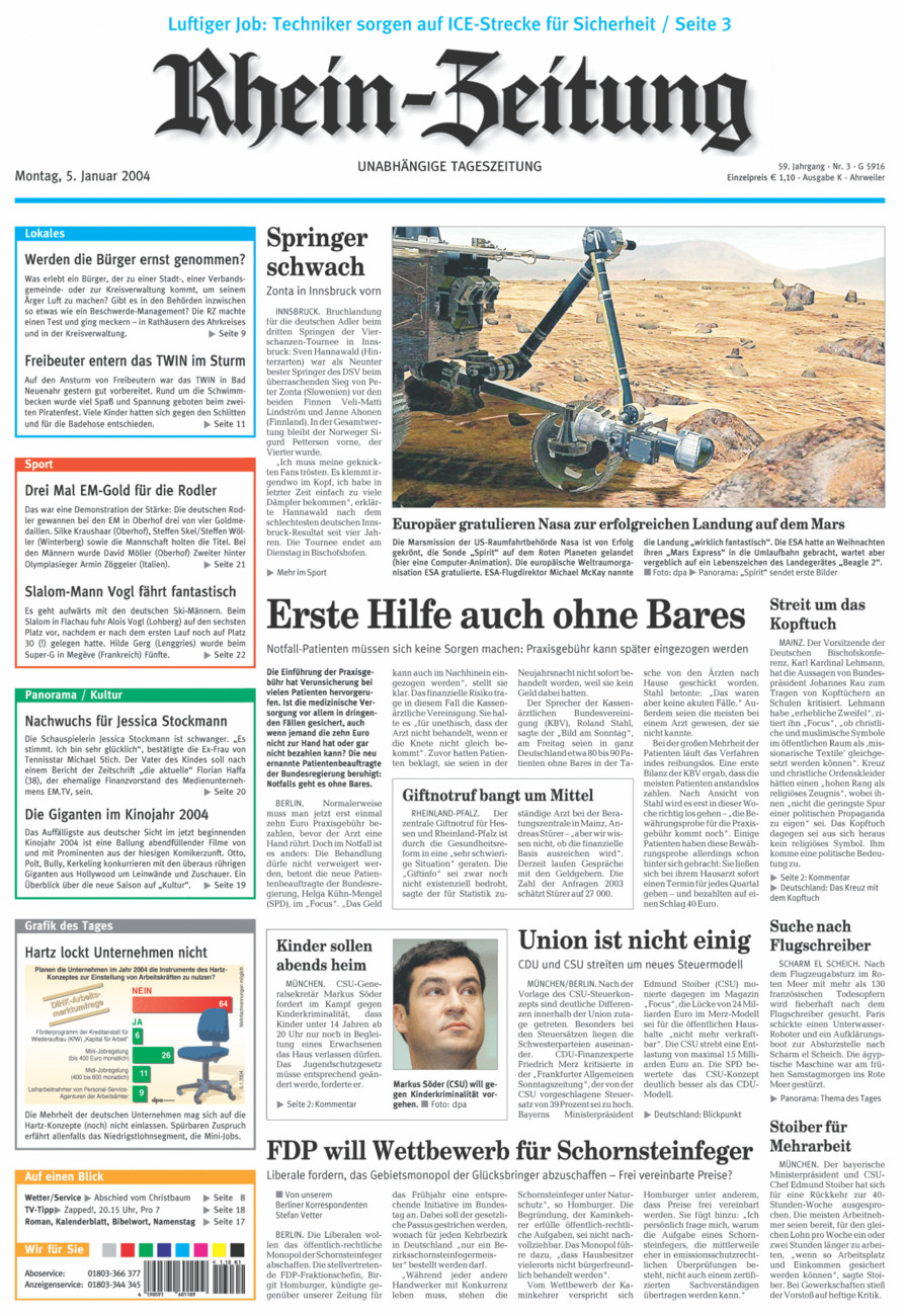 Rhein-Zeitung Kreis Ahrweiler vom Montag, 05.01.2004