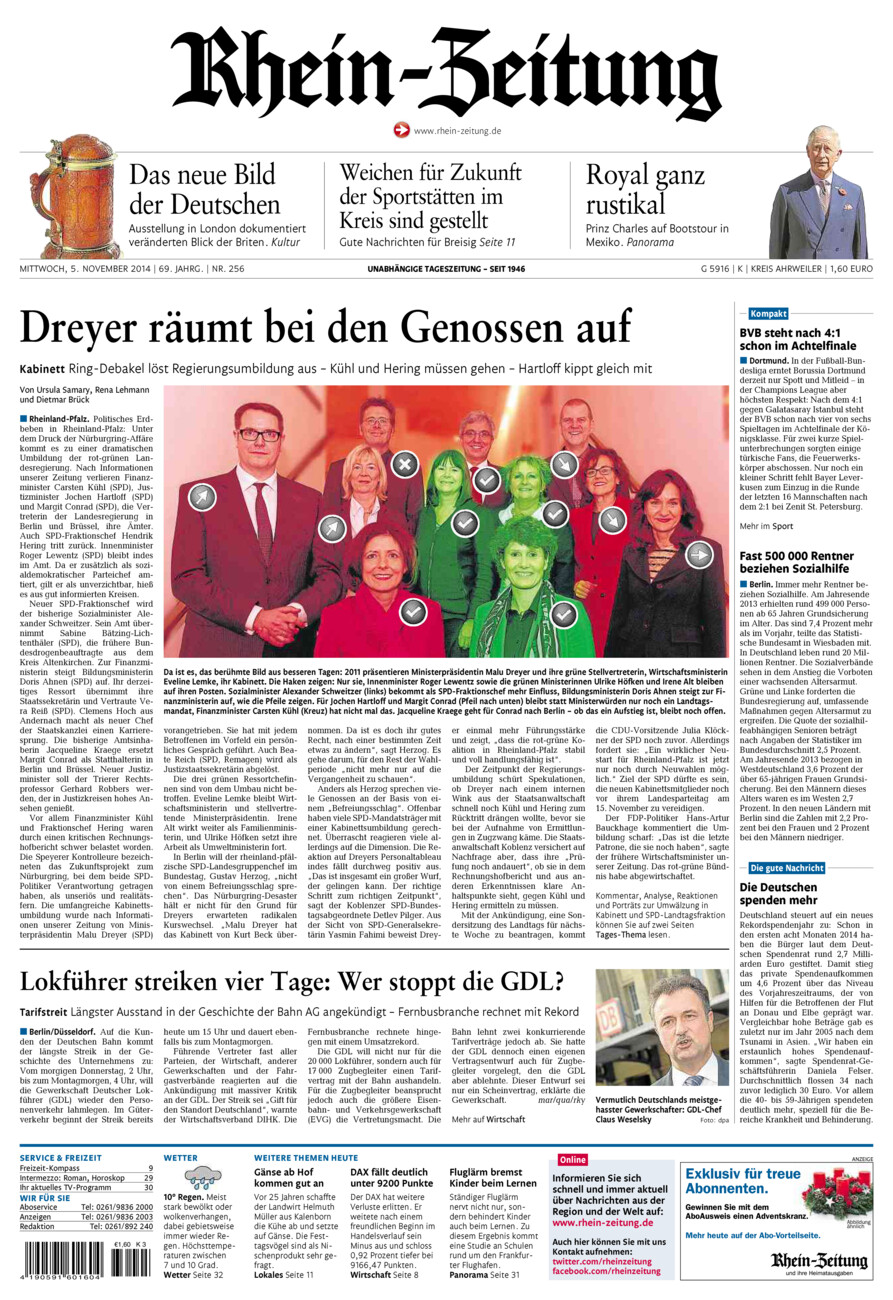 Rhein-Zeitung Kreis Ahrweiler vom Mittwoch, 05.11.2014