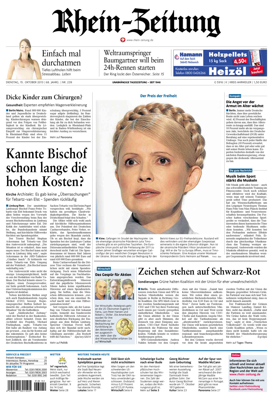 Rhein-Zeitung Kreis Ahrweiler vom Dienstag, 15.10.2013