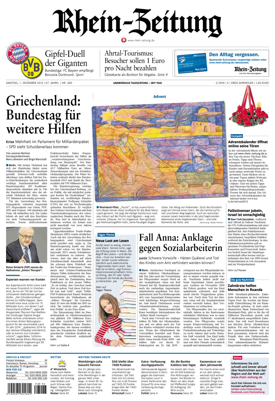 Rhein-Zeitung Kreis Ahrweiler vom Samstag, 01.12.2012