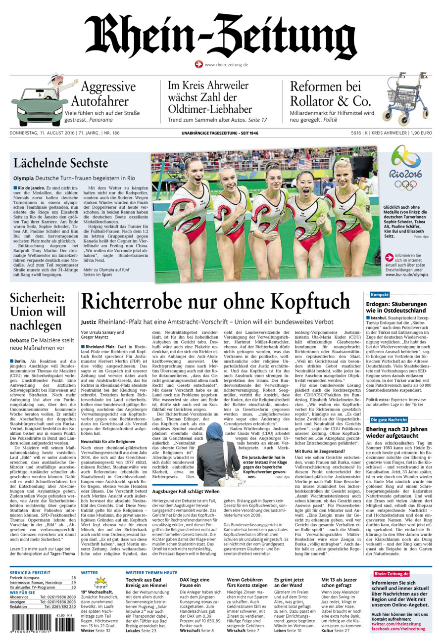 Rhein-Zeitung Kreis Ahrweiler vom Donnerstag, 11.08.2016
