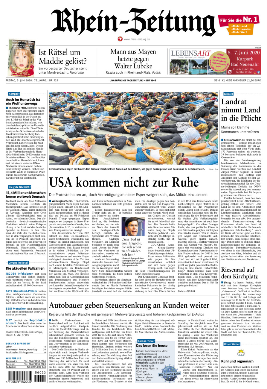 Rhein-Zeitung Kreis Ahrweiler vom Freitag, 05.06.2020