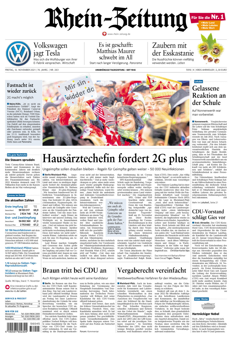 Rhein-Zeitung Kreis Ahrweiler vom Freitag, 12.11.2021